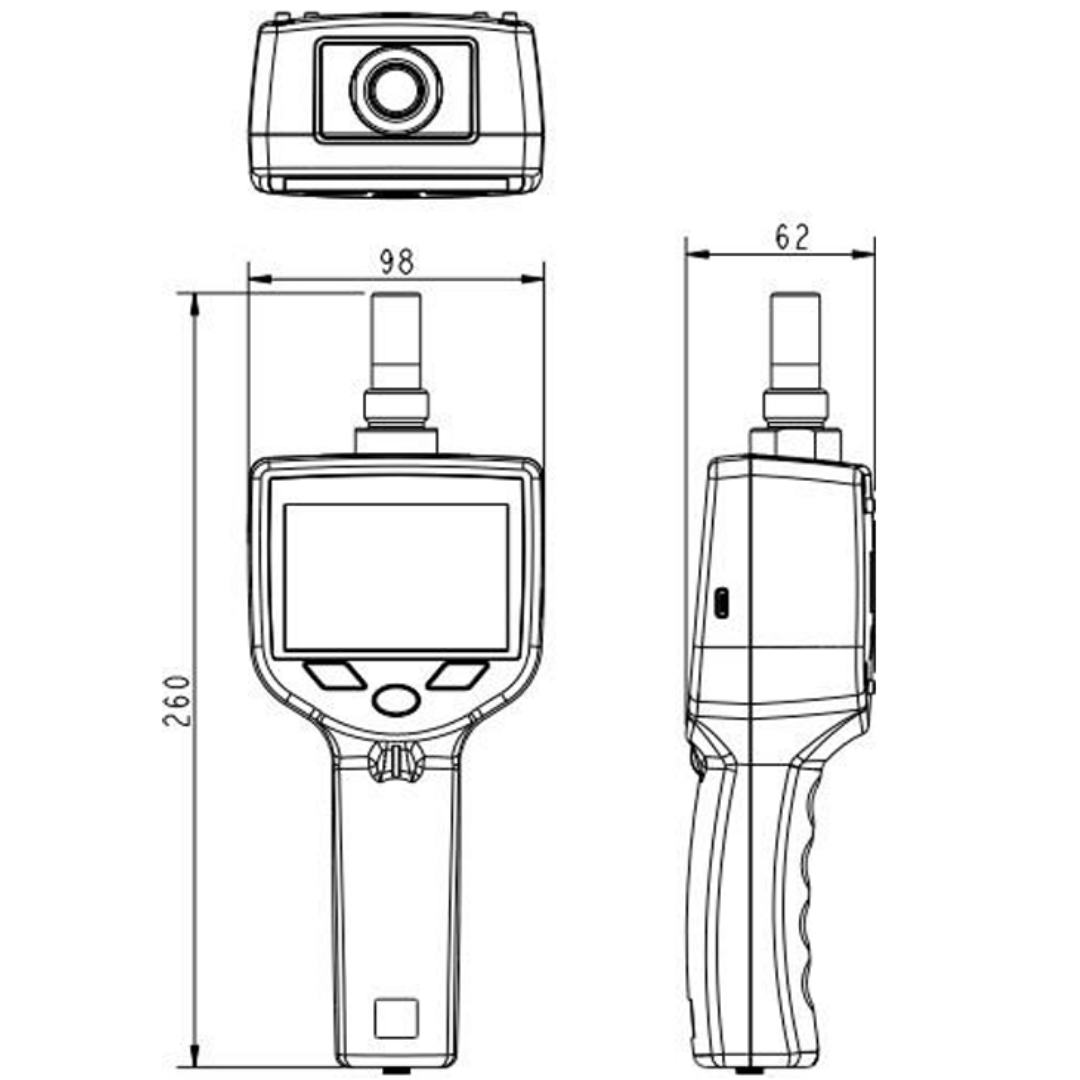 Vista del plano dimensional del S520 con sus medidas y proporciones para instalación y montaje.