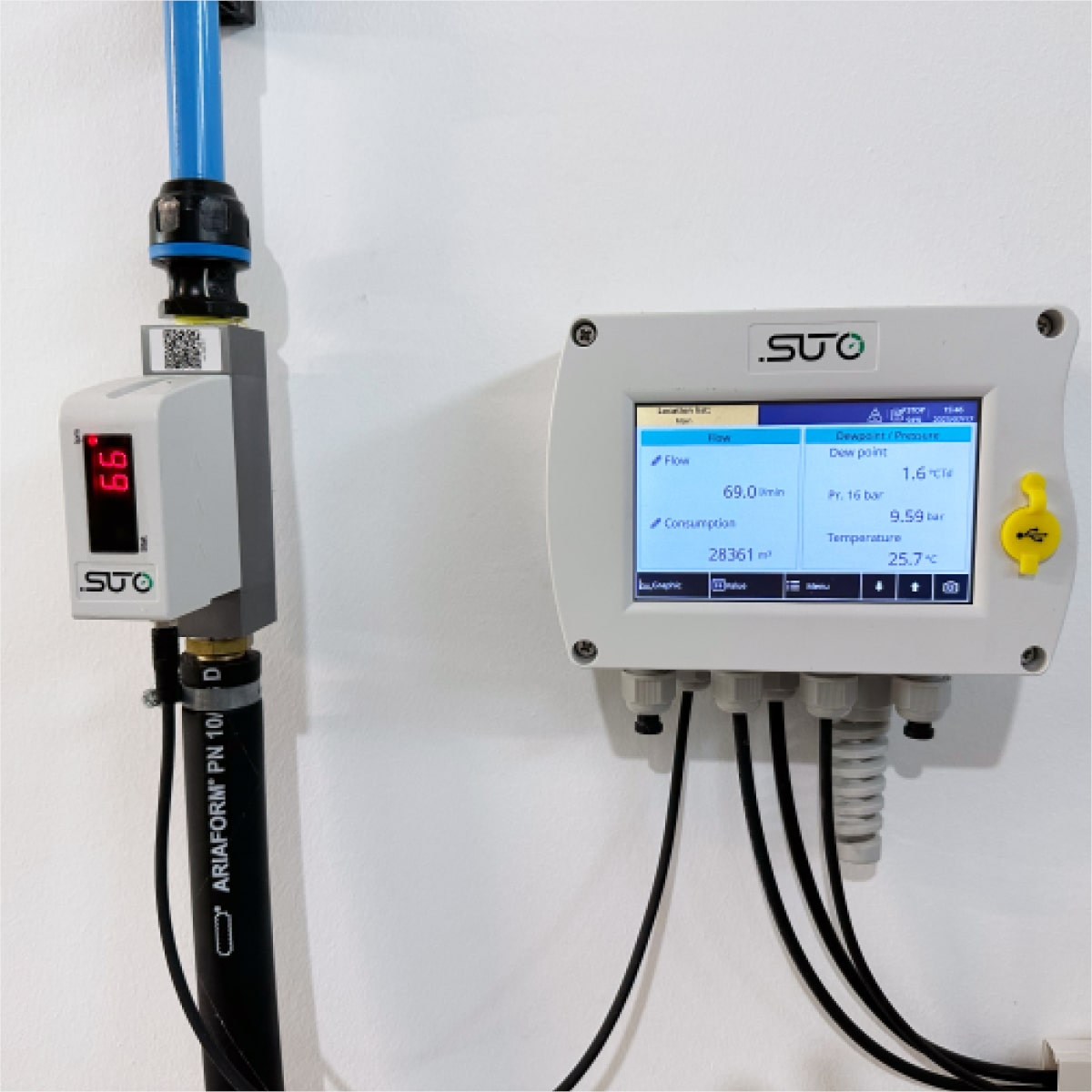Sensor de flujo másico térmico S415 / S418 para aire comprimido y gases industriales.