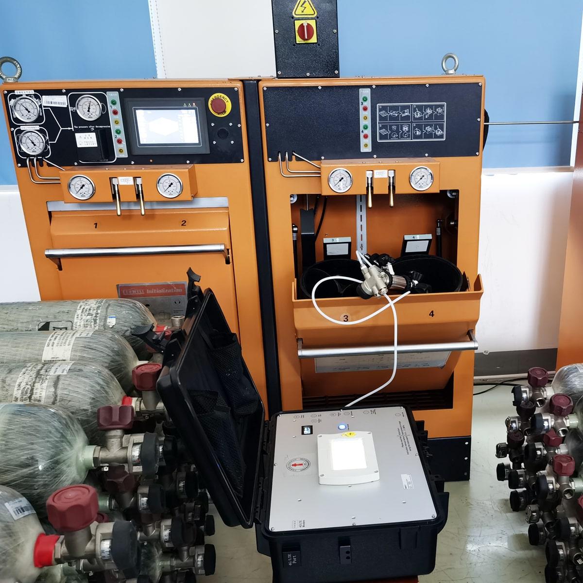 Aplicación en campo del Analizador S605 en una industria de tanques de oxígeno para verificar la calidad del aire respirable en sus sistemas.