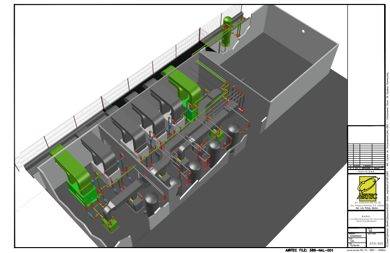 Dibujo 3D cuarto de compresores 1 Airtec Servicios