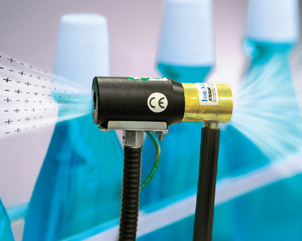 Jet de aire Ionizado Exair previene mala impresion en tapas de productos de limpieza Airtec Servicios