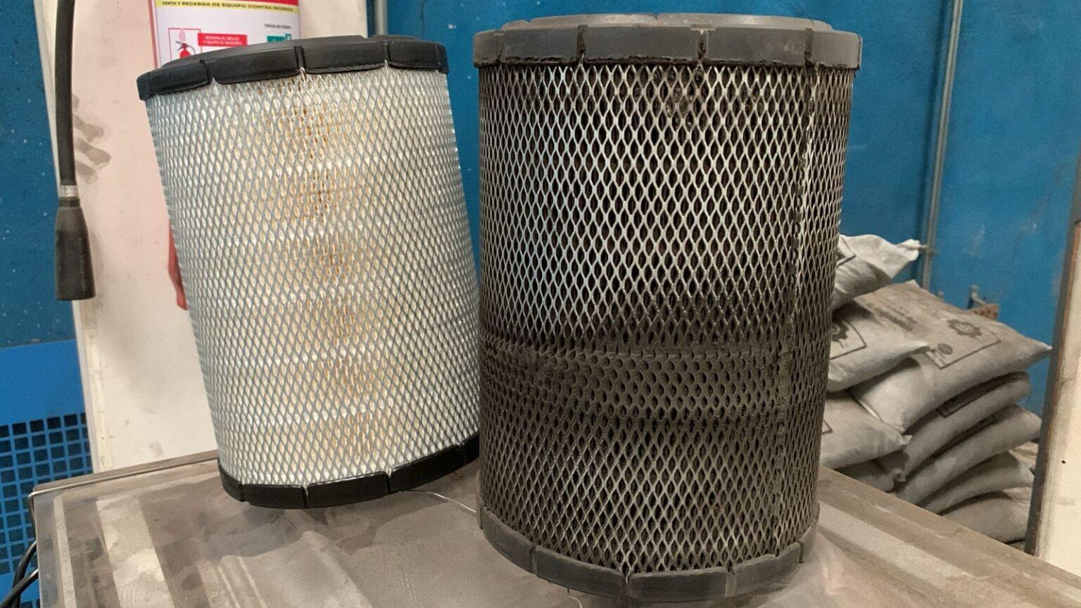 Filtro saturado vs filtro nuevo — causa de caída de presión en sistema de aire comprimido industrial